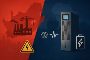 Low-frequency transformer-based three-phase UPS system supporting manufacturing, heavy industry, and mining operations across Southern Africa, supplied by Standby Systems.
