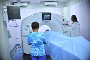 Medical imaging equipment CT scanner supported by three-phase UPS system for stable power protection in South Africa